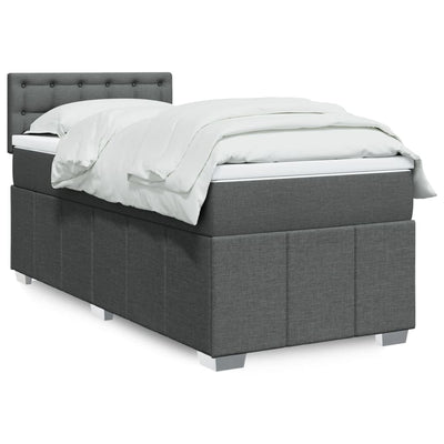 Stella Homewares Box Spring Bed with Mattress Dark Grey King Single Fabric
