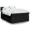 Stella Homewares Box Spring Bed with Mattress Black Double Fabric