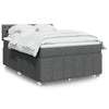 Stella Homewares Box Spring Bed with Mattress Dark Grey Queen Fabric