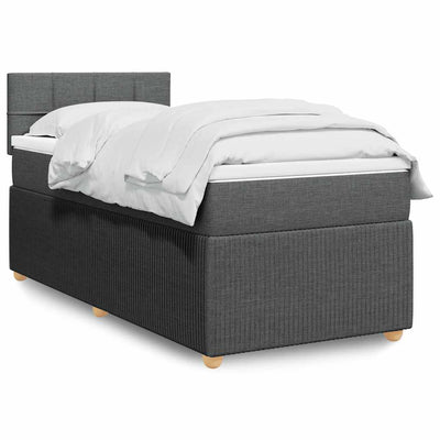 Stella Homewares Box Spring Bed with Mattress Light Grey King Single Fabric