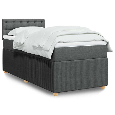 Stella Homewares Box Spring Bed with Mattress Light Grey King Single Fabric
