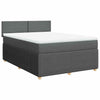 Stella Homewares Box Spring Bed with Mattress Light Grey Double Fabric