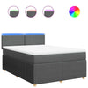 Stella Homewares Box Spring Bed with Mattress Light Grey Queen Fabric