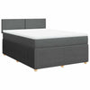 Stella Homewares Box Spring Bed with Mattress Light Grey Queen Fabric