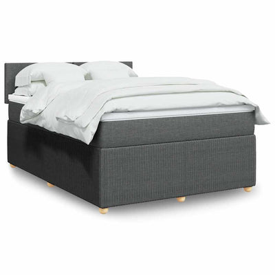 Stella Homewares Box Spring Bed with Mattress Light Grey Queen Fabric