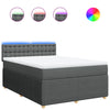 Stella Homewares Box Spring Bed with Mattress Light Grey Queen Fabric
