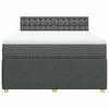 Stella Homewares Box Spring Bed with Mattress Light Grey Queen Fabric
