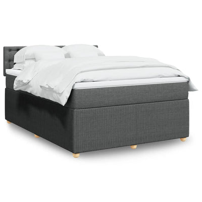 Stella Homewares Box Spring Bed with Mattress Light Grey Queen Fabric