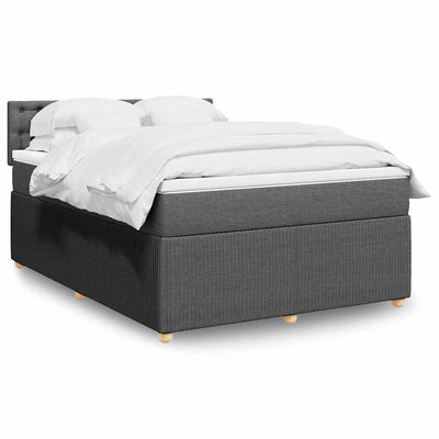 Stella Homewares Box Spring Bed with Mattress Light Grey Queen Fabric