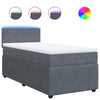 Stella Homewares Box Spring Bed with Mattress Dark Grey King Single Velvet
