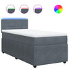 Stella Homewares Box Spring Bed with Mattress Dark Grey King Single Velvet