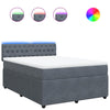 Stella Homewares Box Spring Bed with Mattress Dark Grey Double Velvet