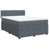 Stella Homewares Box Spring Bed with Mattress Dark Grey Double Velvet