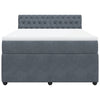 Stella Homewares Box Spring Bed with Mattress Dark Grey Double Velvet