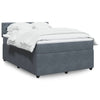Stella Homewares Box Spring Bed with Mattress Dark Grey Double Velvet