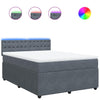 Stella Homewares Box Spring Bed with Mattress Dark Grey Double Velvet
