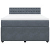 Stella Homewares Box Spring Bed with Mattress Dark Grey Double Velvet