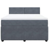 Stella Homewares Box Spring Bed with Mattress Dark Grey Queen Velvet