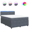 Stella Homewares Box Spring Bed with Mattress Dark Grey Queen Velvet
