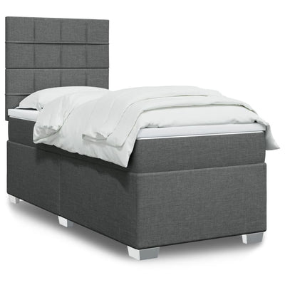 Stella Homewares Box Spring Bed with Mattress Dark Grey King Single Fabric