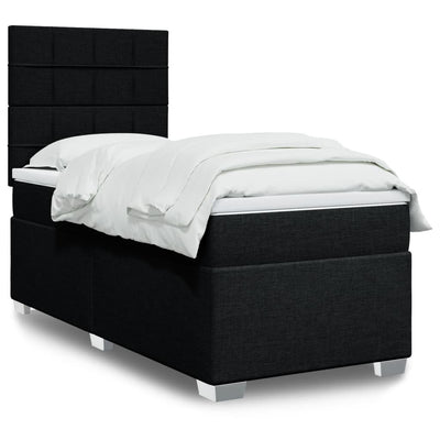 Stella Homewares Box Spring Bed with Mattress Black King Single Fabric