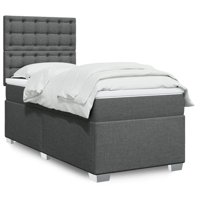 Stella Homewares Box Spring Bed with Mattress Dark Grey King Single Fabric