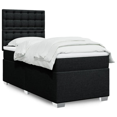 Stella Homewares Box Spring Bed with Mattress Black King Single Fabric