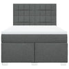 Stella Homewares Box Spring Bed with Mattress Dark Grey Queen Fabric