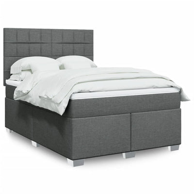 Stella Homewares Box Spring Bed with Mattress Dark Grey Queen Fabric
