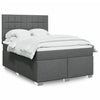 Stella Homewares Box Spring Bed with Mattress Dark Grey Queen Fabric