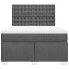 Stella Homewares Box Spring Bed with Mattress Dark Grey Queen Fabric