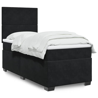 Stella Homewares Box Spring Bed with Mattress Black King Single Velvet