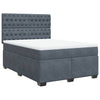 Stella Homewares Box Spring Bed with Mattress Dark Grey Queen Velvet