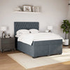 Stella Homewares Box Spring Bed with Mattress Dark Grey Queen Velvet