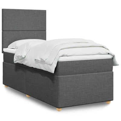 Stella Homewares Box Spring Bed with Mattress Dark Grey King Single Fabric