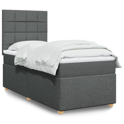 Stella Homewares Box Spring Bed with Mattress Dark Grey King Single Fabric