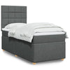 Stella Homewares Box Spring Bed with Mattress Dark Grey King Single Fabric