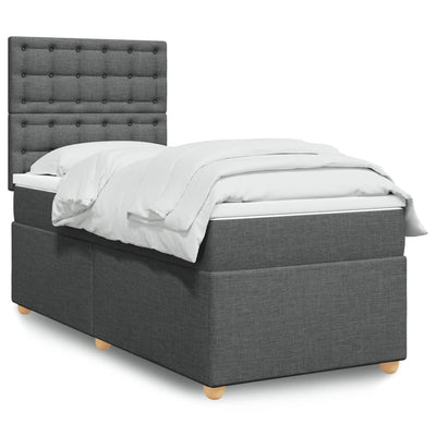 Stella Homewares Box Spring Bed with Mattress Dark Grey King Single Fabric
