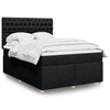 Stella Homewares Box Spring Bed with Mattress Black Double Fabric