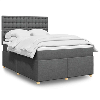 Stella Homewares Box Spring Bed with Mattress Dark Grey Double Fabric