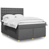 Stella Homewares Box Spring Bed with Mattress Dark Grey Double Fabric