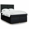 Stella Homewares Box Spring Bed with Mattress Black Queen Fabric