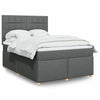 Stella Homewares Box Spring Bed with Mattress Dark Grey Queen Fabric