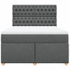 Stella Homewares Box Spring Bed with Mattress Dark Grey Queen Fabric