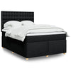 Stella Homewares Box Spring Bed with Mattress Black Queen Fabric