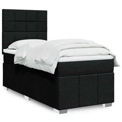 Stella Homewares Box Spring Bed with Mattress Black King Single Fabric