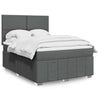 Stella Homewares Box Spring Bed with Mattress Dark Grey Queen Fabric