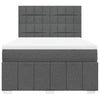 Stella Homewares Box Spring Bed with Mattress Dark Grey Queen Fabric