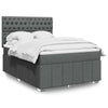 Stella Homewares Box Spring Bed with Mattress Dark Grey Queen Fabric