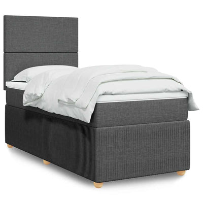 Stella Homewares Box Spring Bed with Mattress Dark Grey King Single Fabric